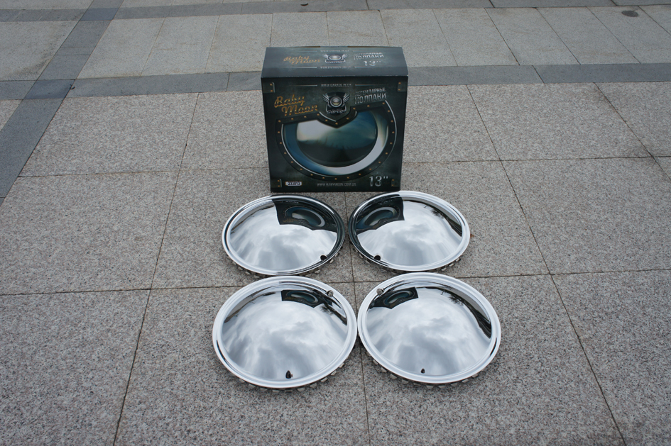 Baby Moon ChromeWhite Wheel Cover Baby Moon Hubcap Baby Moon Trim Rim